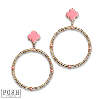 Clover and textured circle earring - LC