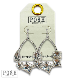 Silver teardrop earring with variety rhinestones - LC