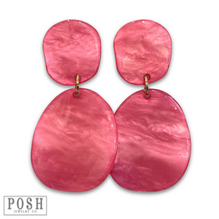 Fuchsia acrylic double oval earring, last call