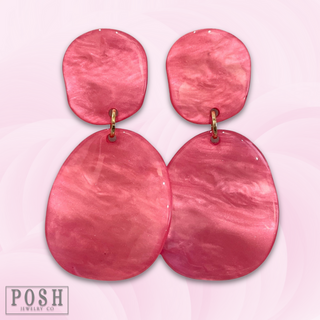 Fuchsia acrylic double oval earring, last call