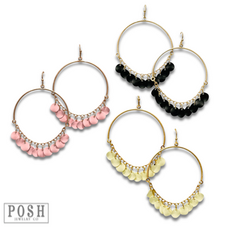 Disc charms on gold bar earring, last call