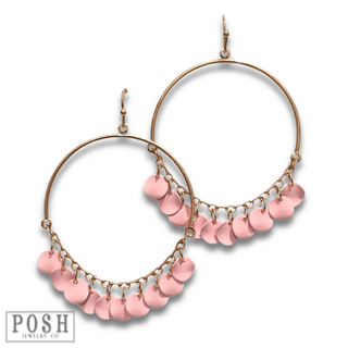 Disc charms on gold bar earring, last call