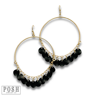 Disc charms on gold bar earring, last call