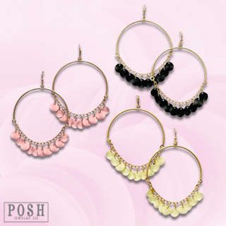 Disc charms on gold bar earring, last call