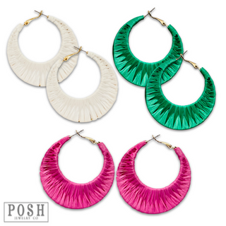 Raffia wrapped hoop earring, last call