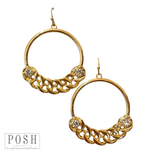 Curb chain and rhinestone earring, last call