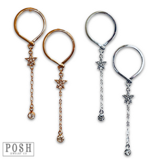 Post earring with star and drop - LC