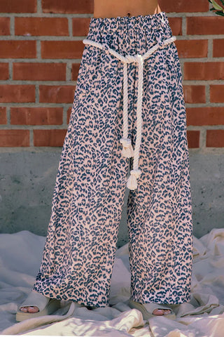 Refined Relaxation Barrel Leg Sweatpants - Leopard
