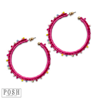 Raffia hoop earring, last call