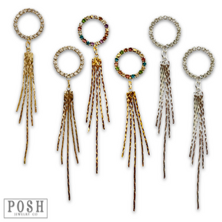 Rhinestone and fringe earring - LC