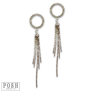 Rhinestone and fringe earring - LC