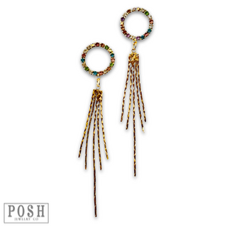 Rhinestone and fringe earring - LC