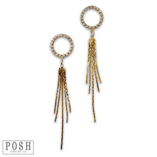 Rhinestone and fringe earring - LC