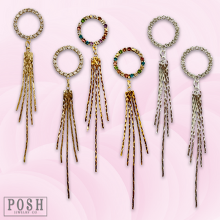 Rhinestone and fringe earring - LC