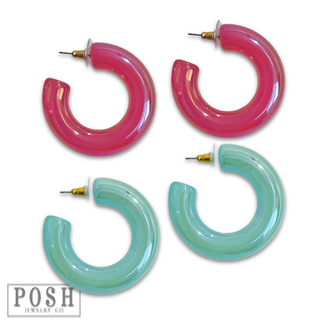 Iridescent acrylic hoop earring - LC