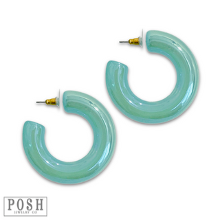 Iridescent acrylic hoop earring - LC
