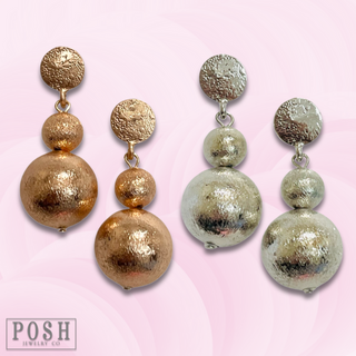 Double textured bead post earring - LC