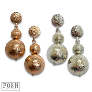 Double textured bead post earring - LC