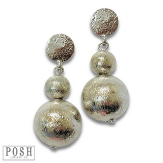 Double textured bead post earring - LC