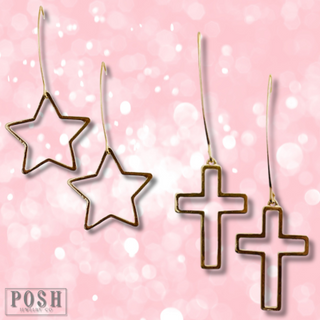 Long charm earring on hook - LC