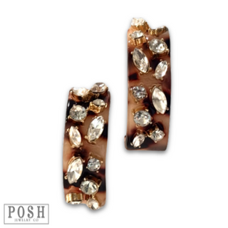 Rhinestone acrylic hoop earring