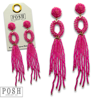 Bead fringe earring - LC
