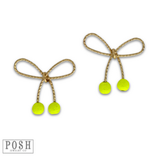 Gold bow post earring - LC