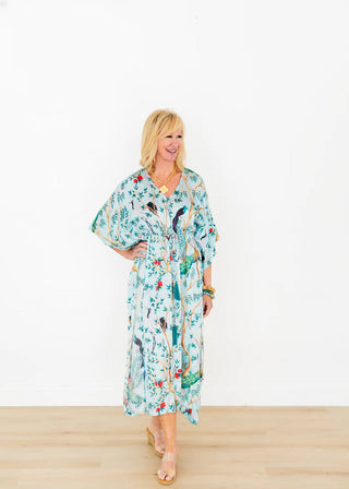 Peacock Paradise Tie Kaftan - Boutique Bella BellaKaftan