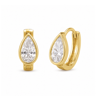 Pear Bezel Mini Hoop - Boutique Bella BellaEarring