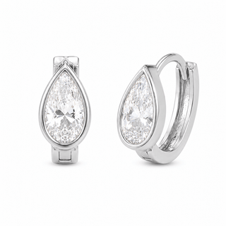 Pear Bezel Mini Hoop - Boutique Bella BellaEarring