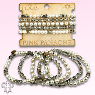Pearl and faceted bead bracelet stack - Boutique Bella BellaBracelets