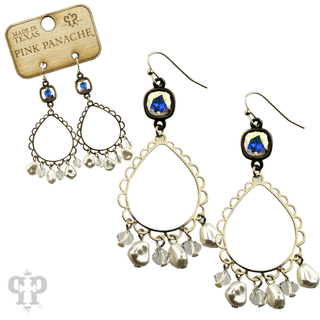 Pearl bead and teardrop earring, Austrian crystal - Boutique Bella BellaEarrings