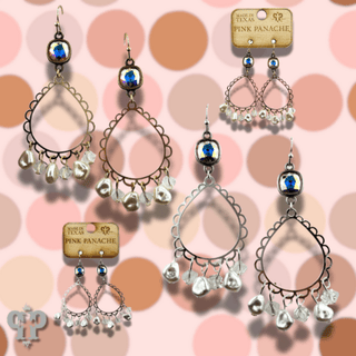 Pearl bead and teardrop earring, Austrian crystal - Boutique Bella BellaEarrings