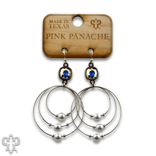 Pearl bead circle earring with Austrian crystal - Boutique Bella BellaEarrings