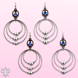 Pearl bead circle earring with Austrian crystal - Boutique Bella BellaEarrings