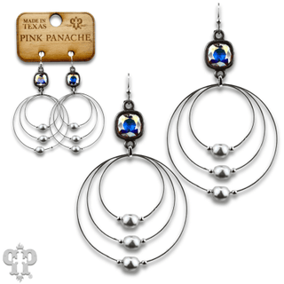 Pearl bead circle earring with Austrian crystal - Boutique Bella BellaEarrings