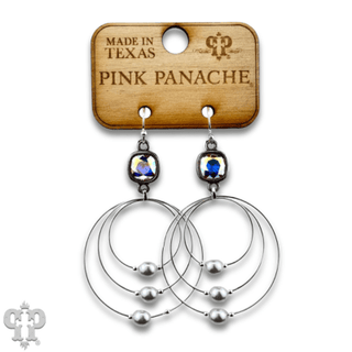 Pearl bead circle earring with Austrian crystal - Boutique Bella BellaEarrings