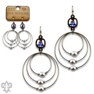 Pearl bead circle earring with Austrian crystal - Boutique Bella BellaEarrings