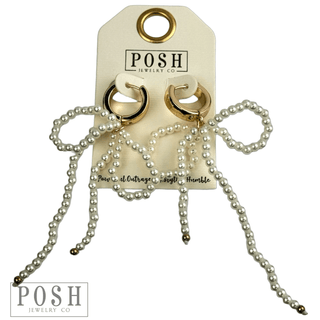 Pearl bow earring - Boutique Bella BellaEarrings