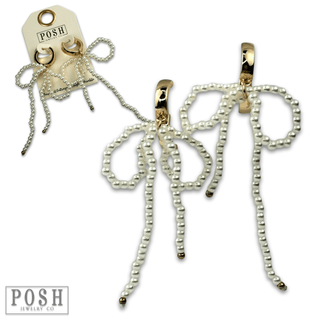 Pearl bow earring - Boutique Bella BellaEarrings