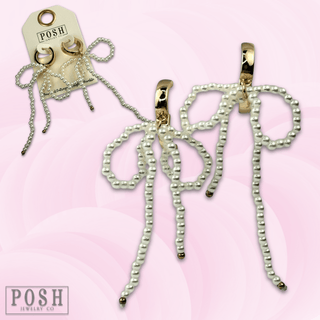 Pearl bow earring - Boutique Bella BellaEarrings