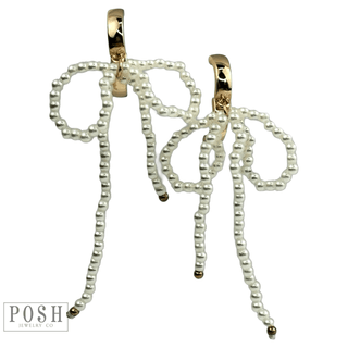 Pearl bow earring - Boutique Bella BellaEarrings
