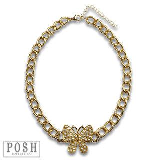 Pearl butterfly chain necklace - Boutique Bella BellaNecklaces
