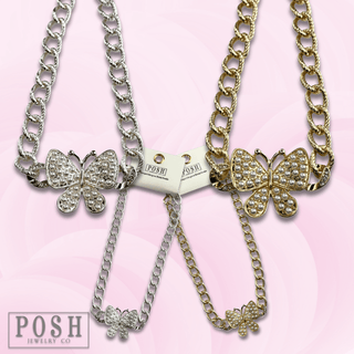 Pearl butterfly chain necklace - Boutique Bella BellaNecklaces