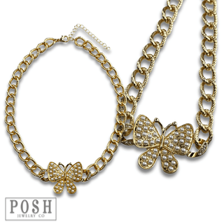 Pearl butterfly chain necklace - Boutique Bella BellaNecklaces