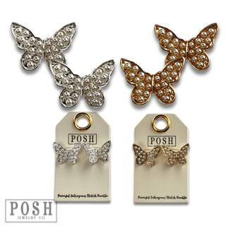 Pearl butterfly post earring - Boutique Bella BellaEarrings