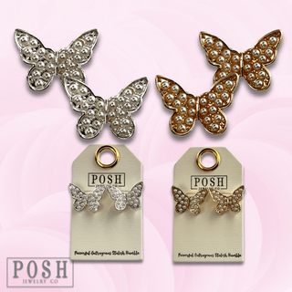 Pearl butterfly post earring - Boutique Bella BellaEarrings