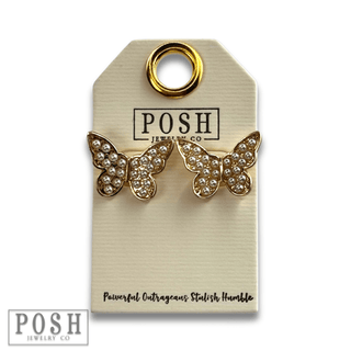 Pearl butterfly post earring - Boutique Bella BellaEarrings