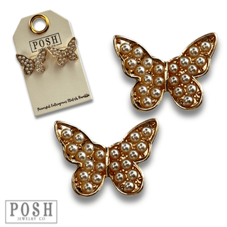 Pearl butterfly post earring - Boutique Bella BellaEarrings