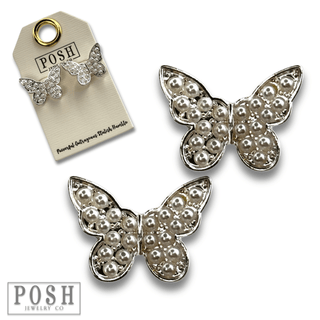 Pearl butterfly post earring - Boutique Bella BellaEarrings